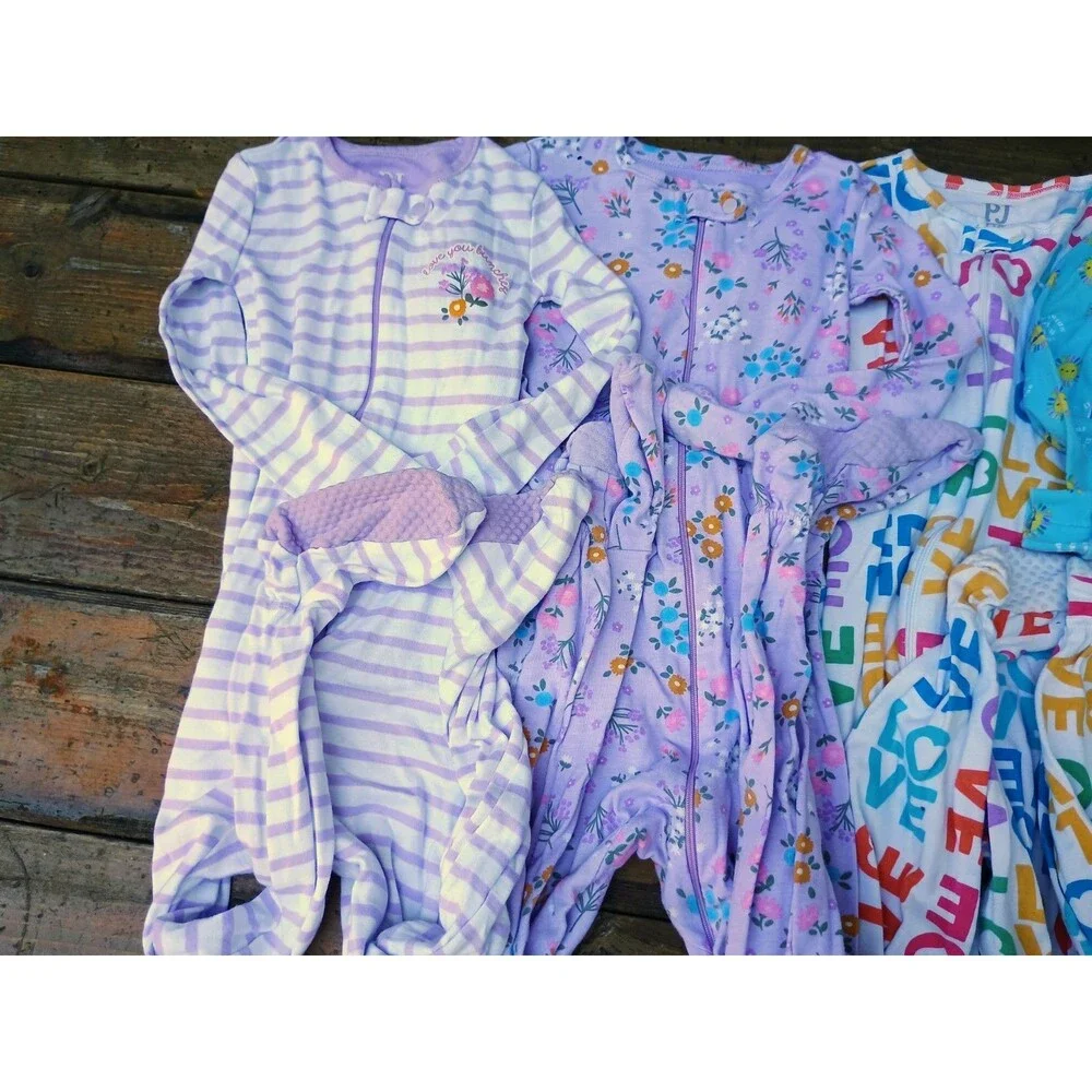 Children's Place PJs Pajamas Footed Footie Zip Up Winter Long Sleeve 4T Lot Of 5
